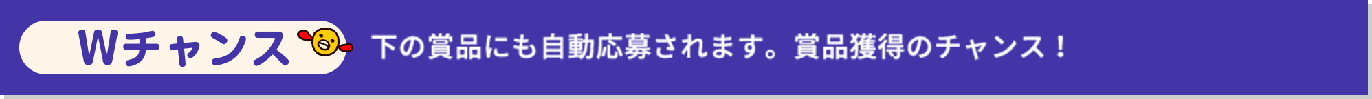 Wチャンス 下の賞品にも自動応募されます。賞品獲得のチャンス！