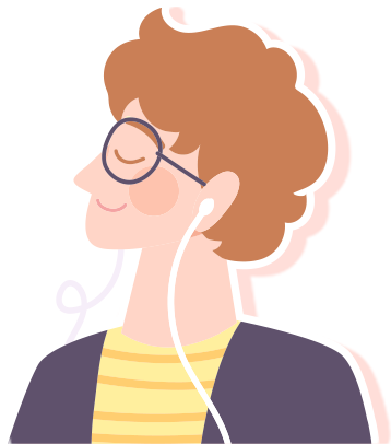 イヤホンをしている男性